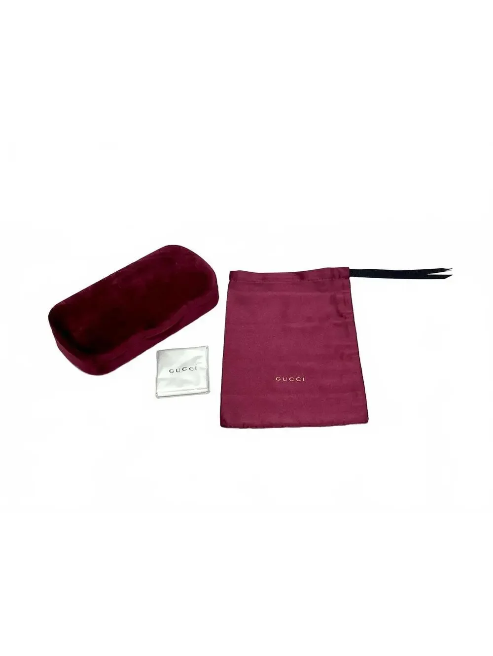 Gucci Burgundy Velvet Eyewear Large Hard Case Cloth, & Dust Bag (No Glasses)